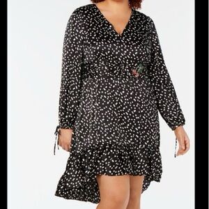 Betsey Johnson Black Wht Polka Dot High Low Ruffle Pinup Dress Plus Size 18 NWT